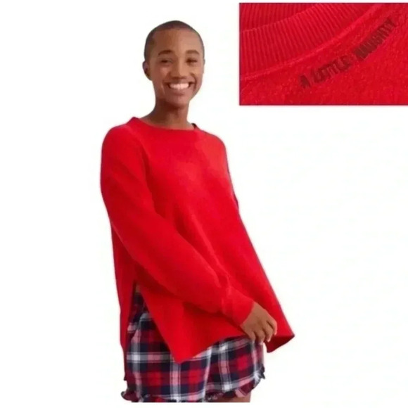 New Aerie Cozy Red Good Vibes Sweatshirt Pullover size S/M - Picture 1 of 4